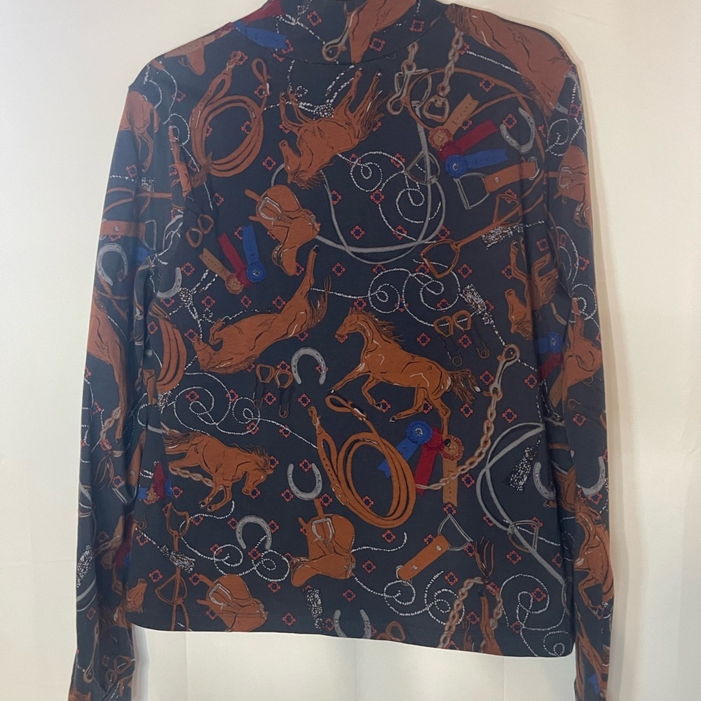 Anthropologie Black and Brown Equestrian Print Top - Picture 6 of 11